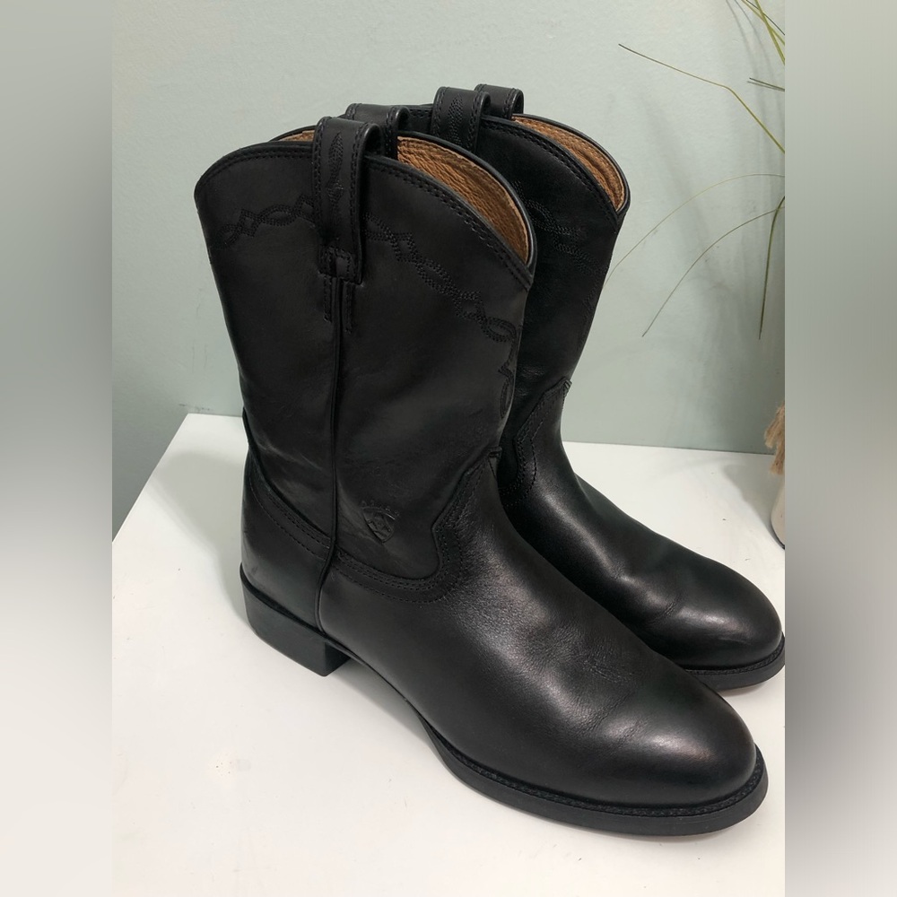Ariat Heritage Roper Cowboy Boots Black Leather Men’s Size 11